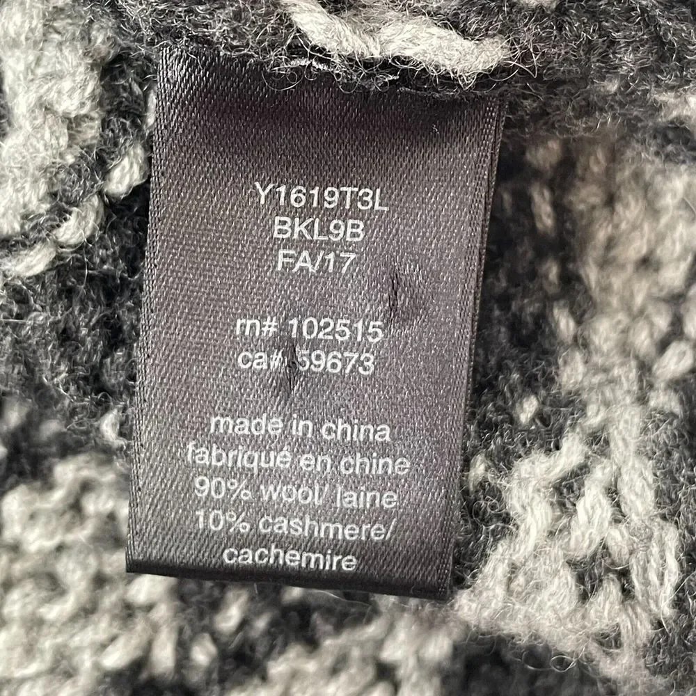 John Varvatos Luxe Sweater Men 2XL Grey Black Wool Cashmere‎ Knit Long Sleeve